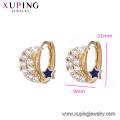 93317 Wholesale wedding women jewelry elegant stylish moon and star shape gold hoop earrings with tiny ziroon